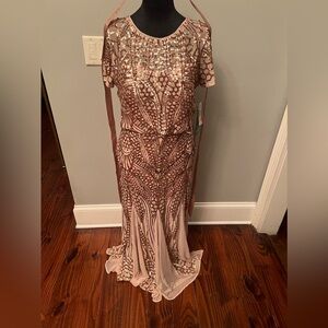 Bronze/metallic sequin evening/formal dress